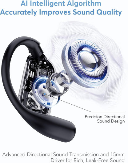 AI Translation Earbuds Real-Time, 144 Languages & Accents,4-in-1 Open Ear Wireless Earbuds with Charging Case, Compatible with iOS & Android, Ideal for Travel, Business, Learning,Black