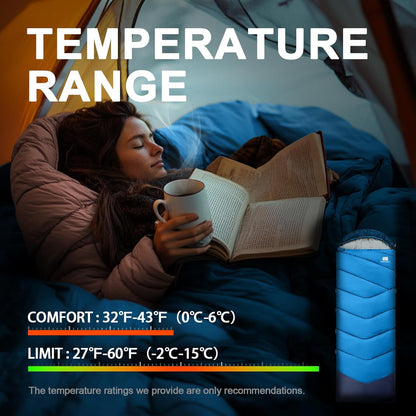 Sleeping Bags for Adults Cold Weather,Portable, Waterproof,Lightweight Sleeping Bag for Tall Girls Boys with Compression Sack for Warm Camping, Hiking, Outdoor & Indoor