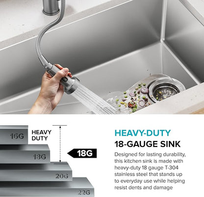 KRAUS Fairlane 33-inch Undermount Double Bowl 18-Gauge Stainless Steel Kitchen - Image 8