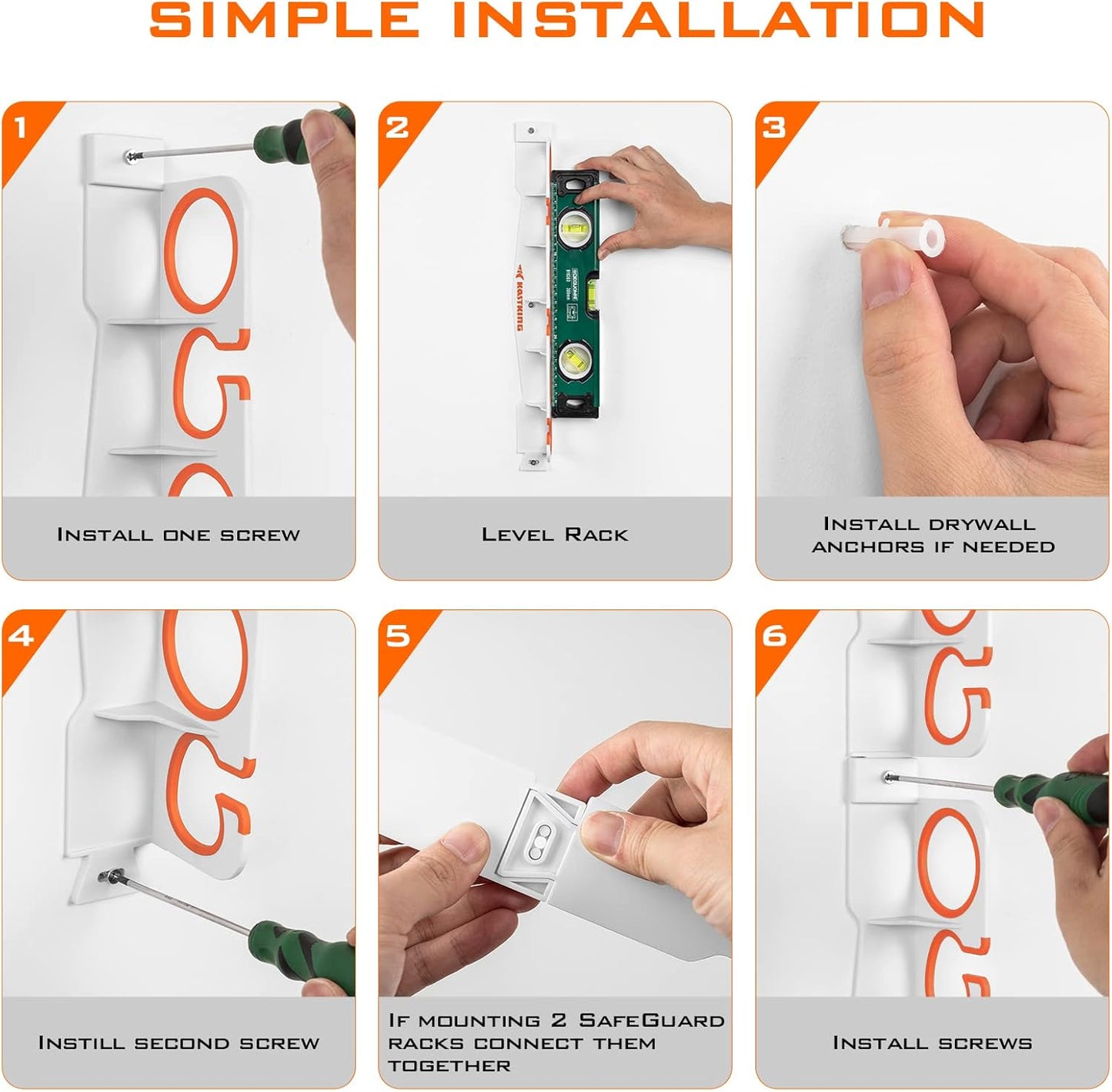 KastKing SafeGuard Fishing Rod Holder for Garage, Wall or Ceiling Mounted Fishing Rod Rack Storage Organizer, Fishing Pole Holder Holds 6 Rods or Combos in Less Than 18 Inches