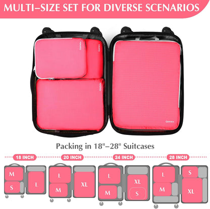 Gonex Compression Packing Cubes, 3pcs/4pcs Expandable Storage Travel Luggage Bags Organizers