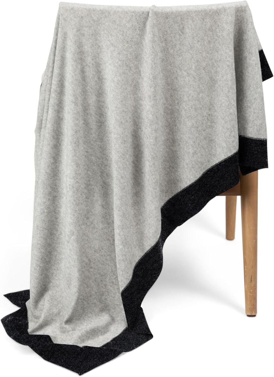 Jet&Bo Luxurious Cashmere Merino Blend Travel Blanket, Airplane-Ready in Packable Pouch, Soft, Lightweight and Breathable (Gray and Charcoal)