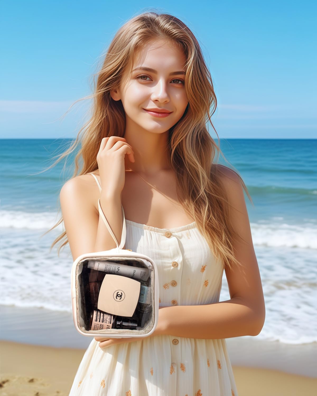 KOTORA TSA Approved Toiletry Bag with Mini Clear Makeup Bag PVC Cosmetic Bags for Women and Men, Carry on Airport Airline Compliant Bag Car Accessories for Women Men(B-Clear White)