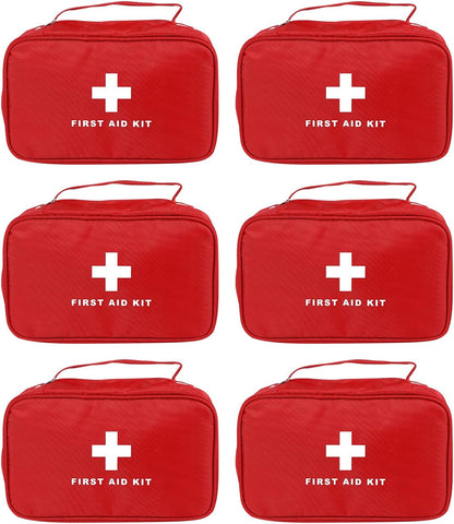 AOUTACC 6pcs First Aid Bag Empty, Waterproof Durable First Aid Kit Bag Empty with Zippered,First Responder Storage Medicine Emergency Bag for Home Office Kitchen Outdoor Travel Camping Activities-Red