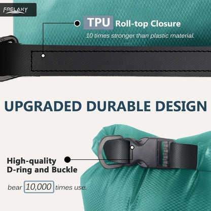 Frelaxy Waterproof Dry Bag 2 Pack/3 Pack, Lightweight Portable Dry Bags, 5L & 15L & 25L Durable Dry Sack Set Keep Gear Dry for Hiking, Camping, Boating, Backpacking, Kayaking (2 Pack - Turquoise)