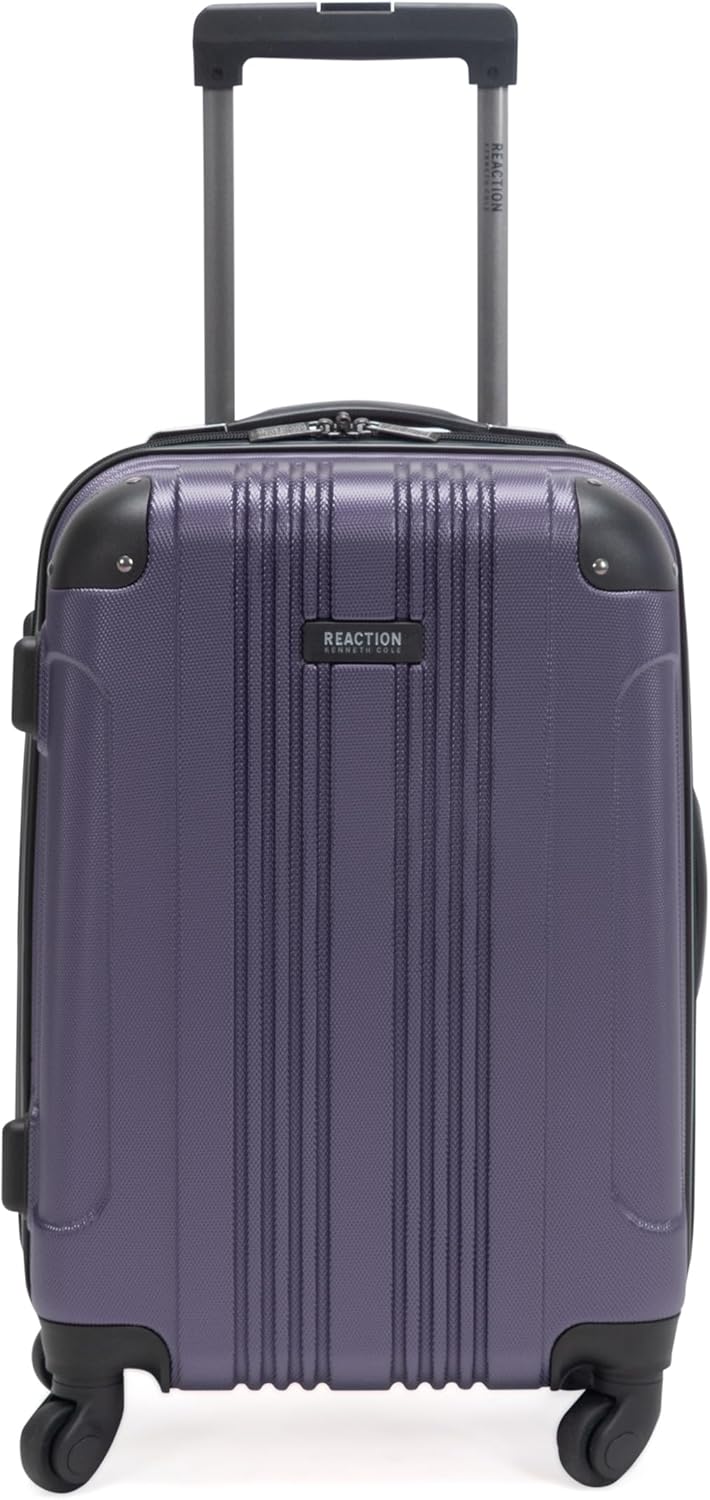 Kenneth Cole REACTION Out of Bounds Lightweight Hardshell 4-Wheel Spinner Luggage, Smokey Purple, 20-Inch Carry On