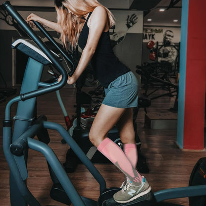 Kickticks 4 Pairs Compression Socks for Woman & Man Unisex 20-30mmHg Knee high Plus Size Wide Calves for Flying Running…