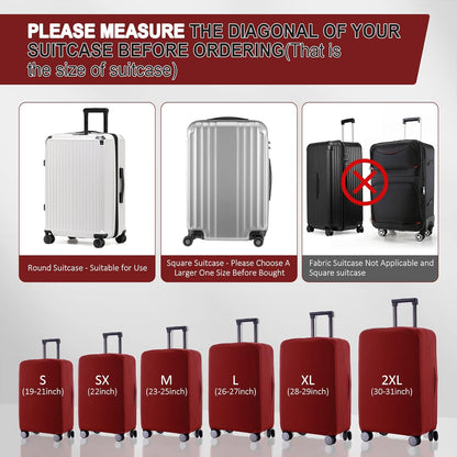 Travel Luggage Cover Suitcase Protector Scratch-Resistant Fit 19-31 Inch Suitcase, Not Included Suitcase (Claret, 2XL(30-31 inch))