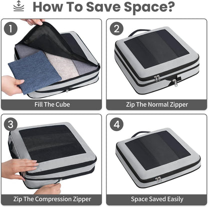 8 Set/6 Set/4 Set Compression Packing Cubes for Travel, Lightweight Vacation Travel Essentials, Travel Accessories for Suitcase Organizer Bags Set, Durable Luggage Organizer