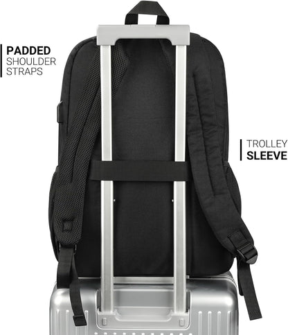 ZORFIN 36L Black Backpack for College, and Travel: Water Resistant Bookbag