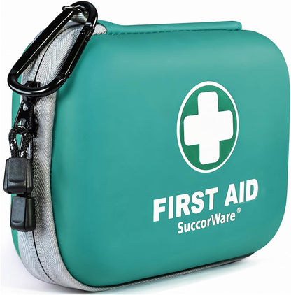 150 Pieces Mini First Aid Kit - Small Medical Kit with Hard Shell - Emergency First Aid Kit for Car, Travel, Home, Outdoor, Office, Camping, Hiking (Green)