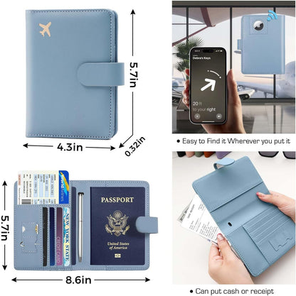 Melsbrinna Premium Leather Passport Holder Covers Case, Waterproof Rfid Blocking Travel Wallet Passport Holder with Pen Holder, Cute Passport Book for Women/Men