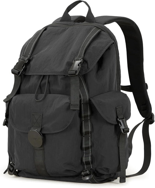 mixi Travel Backpack for Women Men, 18 Inch Carry On Laptop Backpack Flight Approved fits 16'' Laptop, Lightweight Waterproof Hiking Backpack Travel Outdoor Business Casual Daypack, Black