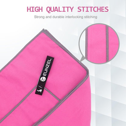 Eunzel Quick Dry Camping Towel, Microfiber Travel Towel 3 Size at 1 Pack,Fast Drying Towel Set for Camping, Beach, Gym, Sports, Yoga & Swimming Pool, Rose Red