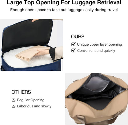 MILADA Expandable Luggage Bags for Travel Foldable Suitcase with Wheels Collapsible Rolling Travel Duffle Bag Lightweight Large Suitcases without Telescoping Handle, Blue