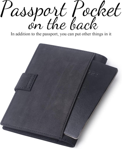 Genuine Leather Passport Case, RFID Passport Cover with Credit Card Holder for Women and Men Family ID Travel