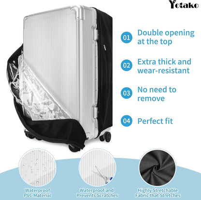 Yotako Upgraded Zippered Transparent PVC Suitcase Cover, No Disassembly Required Clear Luggage Protector for Suitcase Luggage Protector Cover 28''