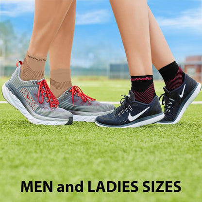 TechWare Pro Plantar Fasciitis Socks – Cushion Ankle Compression Socks Women & Men. Achilles Tendonitis Brace & Arch Support