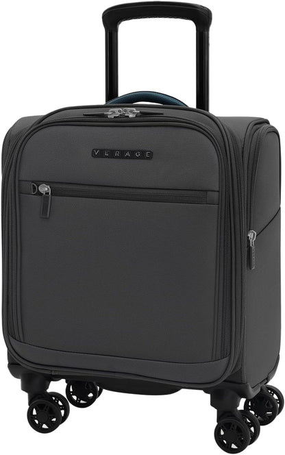 Verage Under Seat Luggage with Wheels, Softside Small Suitcase Spinner Carry On Luggage Bags for Airlines Airplanes Short Trip Men Women (Grey, 14-Inch Underseat)