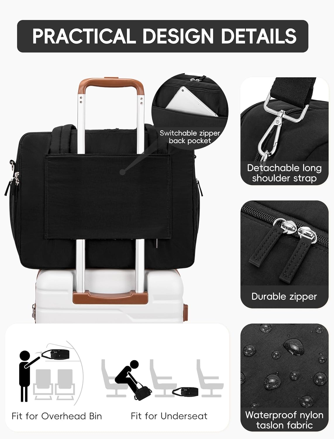 CLUCI Duffle Bag for Business Travel, Weekender Puffer Carry On With Shoe Compartment, Overnight Women's Bag With Laptop Storage