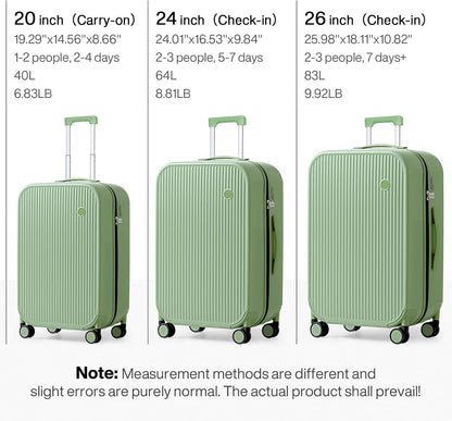 mixi 26 Inch Large Checked Luggage PC Hardshell Suitcases with Wheels for Travel Woman Men, Avocado Green