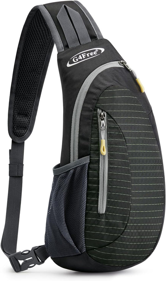G4Free Sling Bag for Men Women, Small Crossbody Backpack Lightweight Chest Shoulder Bags for Travel, Outdoor and Sports (Black)