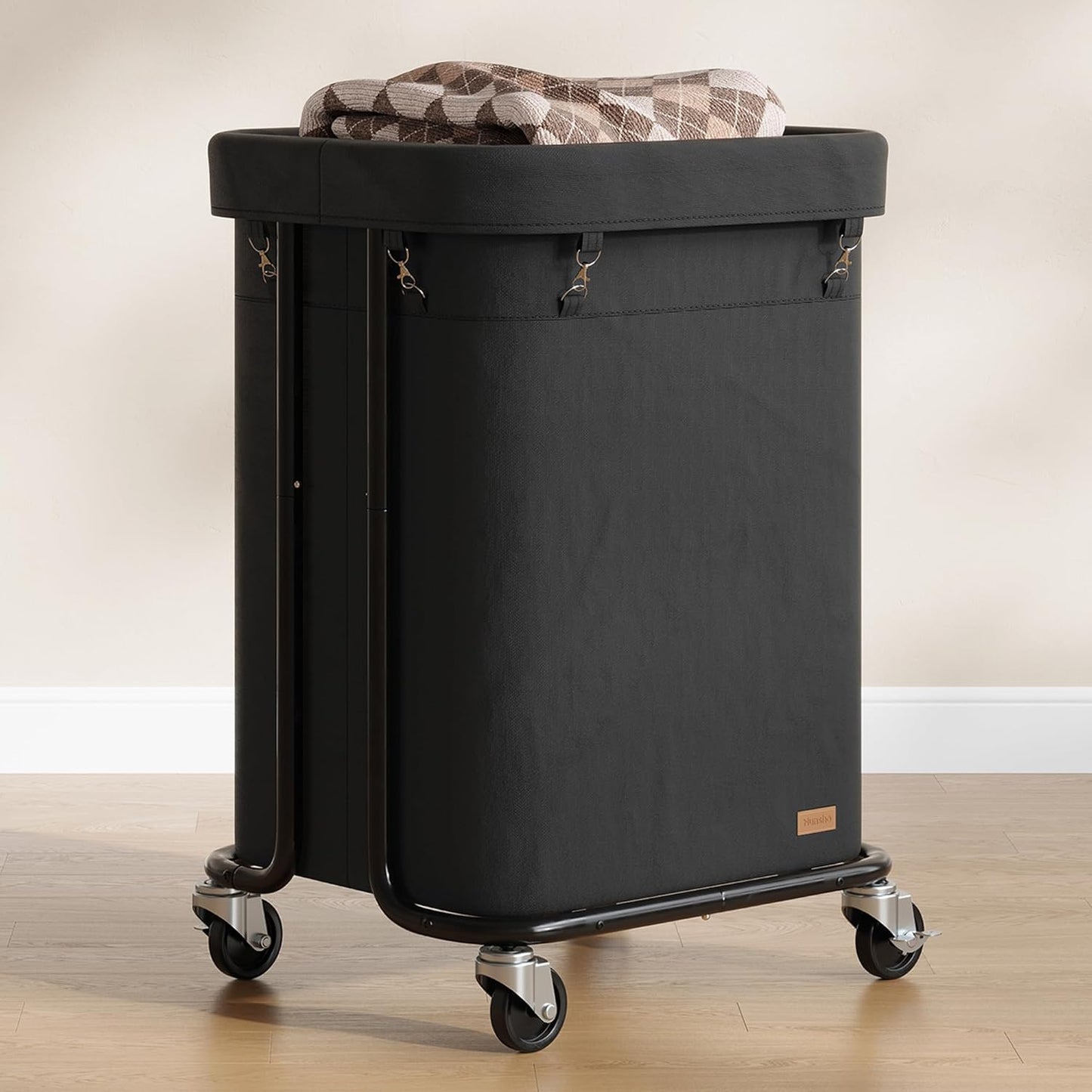 Laundry Basket with Wheels 150L/40Gal, Rolling Laundry Hamper with Steel Fram and Removable Washing Bag,Laundry Sorter Cart for Laundry Room,Hotel,Dorm,Black