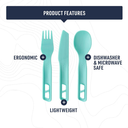 Sea to Summit Passage Camp Cutlery Set, Fork, Spoon and Knife, Aqua Sea Blue