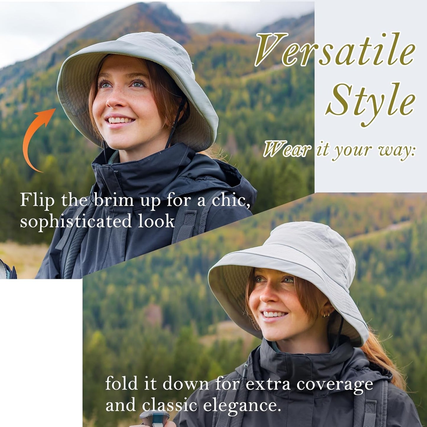 TOP-EX XL/XXL Women’s Wide Brim Bucket Sun Hat with Ponytail Hole UPF 50 Summer Packable Sunhat for Travel Beach Outdoor