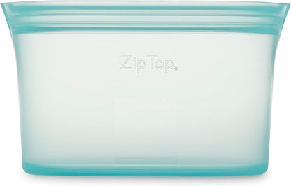 Zip Top Reusable Food Storage Bags | Small Dish [Teal] | Silicone Meal Prep Container | Microwave, Dishwasher and Freezer Safe | Made in the USA