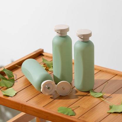 6.7oz Travel Shampoo Bottle, Empty Plastic Squeeze Bottles with Flip Cap, 4PCS Lotion Container for Toiletries (200ml, Green)