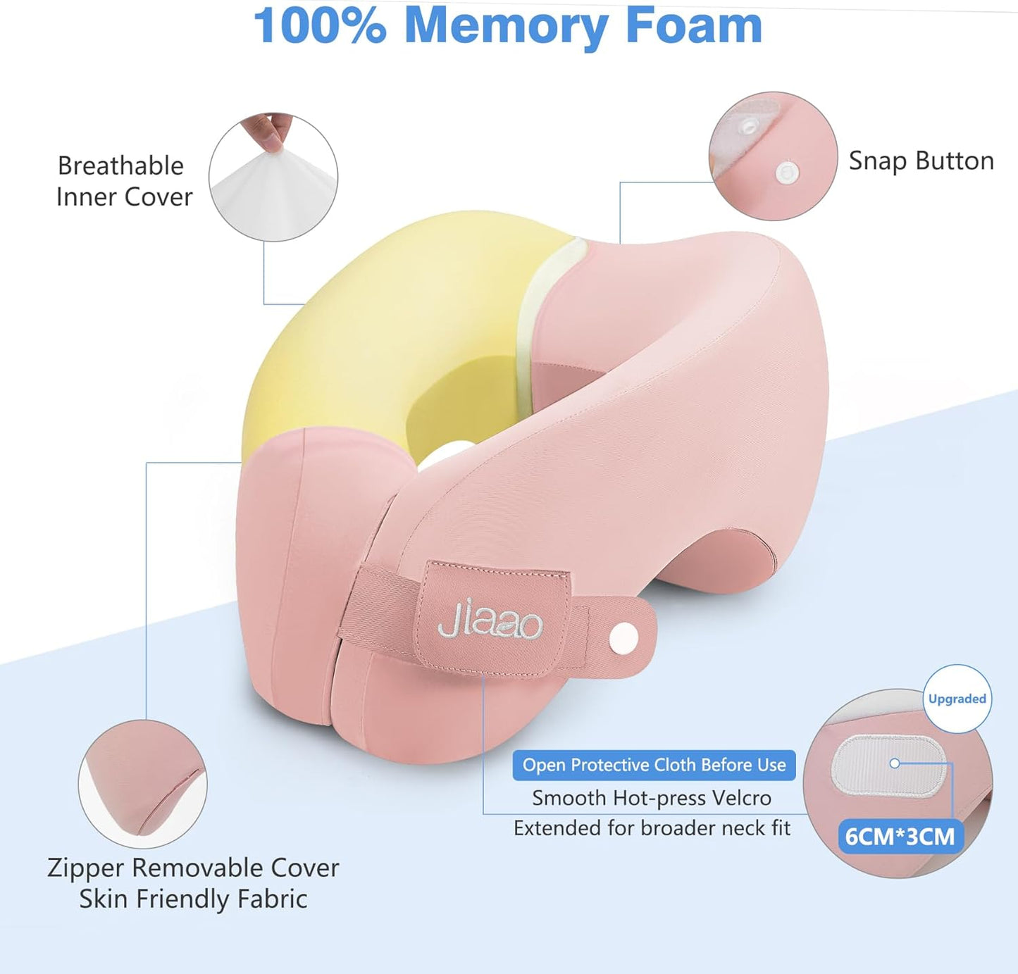 Neck Pillow Airplane, Ergonomic Memory Foam Travel Pillows for Long Flights, 3D Eye Masks, Ear Plugs and Portable Drawstring Bag, Napping Pillow for Home, Sleep Rest, Family and Travel Use