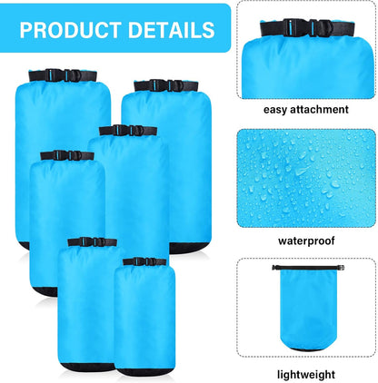 6 Pcs Waterproof Dry Bag Sack Lightweight Outdoor Dry Bags 35 L, 20 L, 15 L, 10 L, 5 L, 3 L Waterproof Boat Bag for Kayaking, Backpacking, Hiking, Camping Rafting(Blue)