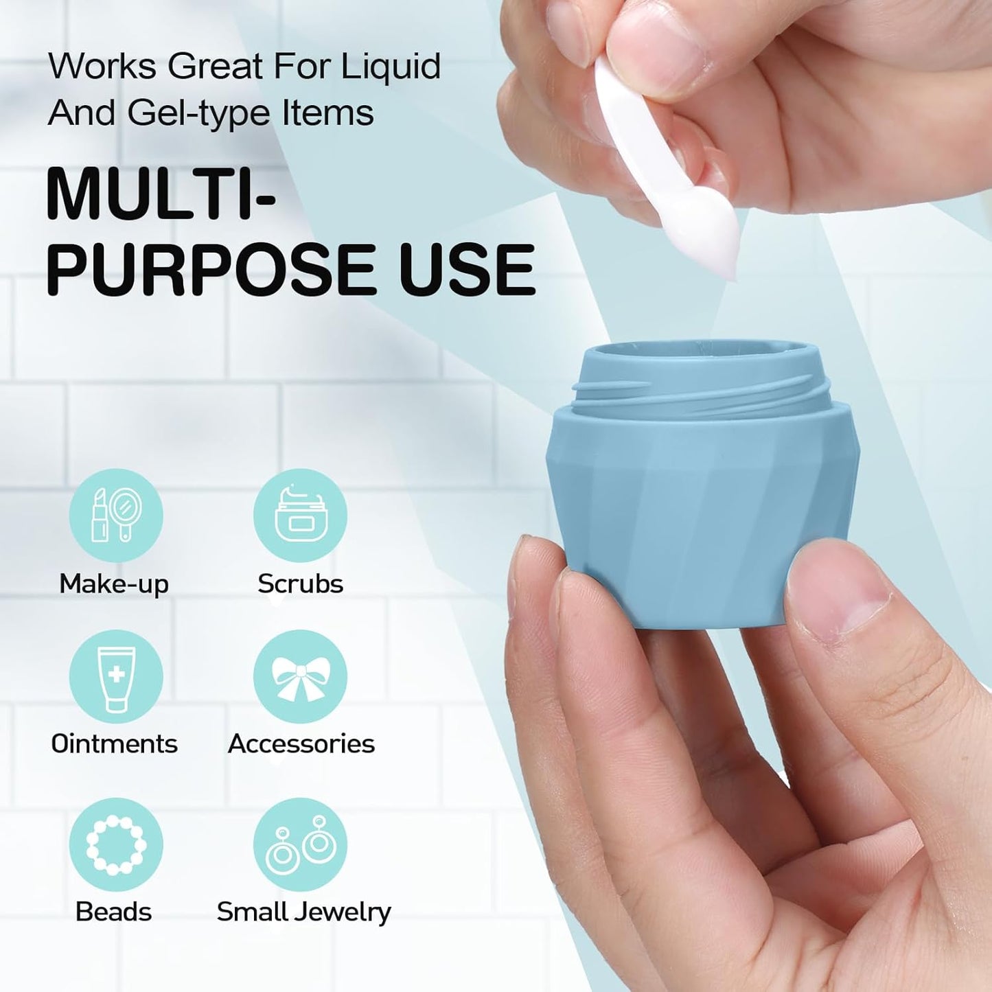 14pack Travel Bottles for Toiletries, TSA Approved Travel Size Toiletries Containers Set, Premium Silicone Leak Proof Refillable Bottles & Creams Jars Accessories Kit W/Clear Bag (Bright)