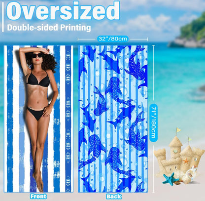 Lightweight Thin Microfiber Beach Towel Sand Free Quick Dry Absorbent Compact Soft Pool Swim Travel Towels Extra Large Oversized Beach Accessories Packable Essentials Stuff Gifts for Adult