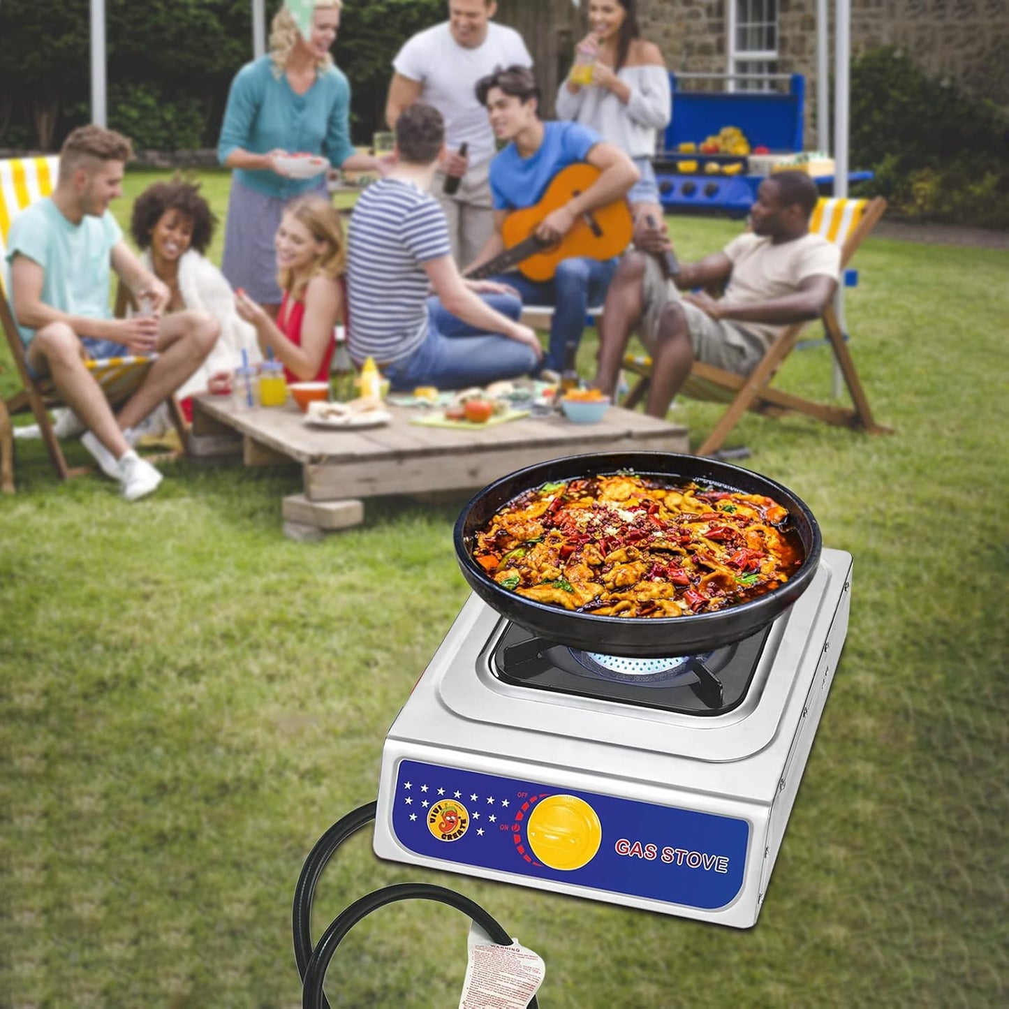 Vivicreate Propane Gas Stove 10000 BTU Single Burner Stainless Steel Cooktop Portable Outdoor Cooking with Regulator for Camping BBQ Patio Picnic