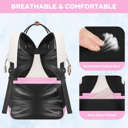 Maelstrom Cooler Backpack, 36 Cans Insulated Backpack Cooler, Soft Leakproof Double Deck Cooler Bag, Lightweight Lunch Backpack for Men & Women,Perfect for Beach Travel, Camping & Work-Beige Pink