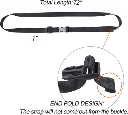 Buckle Straps with Metal Clips, Adjustable Nylon Straps with Buckles, Black 4 Pack (Black-Metal Buckle, 6’x1)