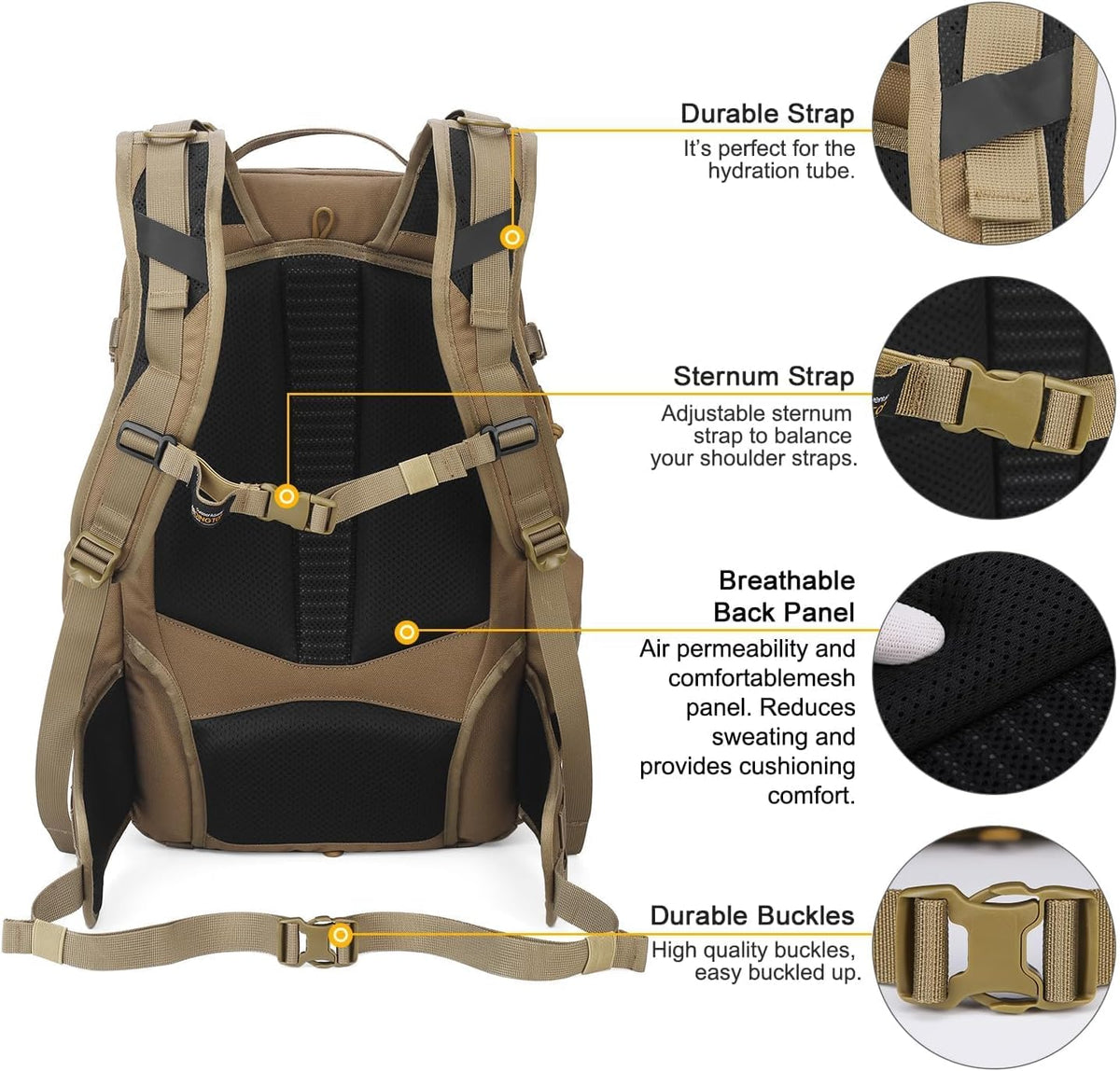 Mardingtop 35L Molle Tactical Military Backpack for Men，Cordura Backpack for Hiking,Camping,Survival