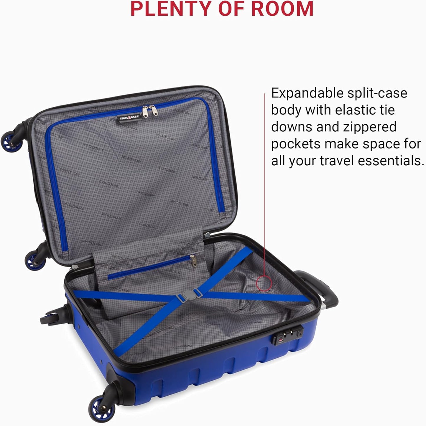 SwissGear 7366 Hardside Expandable Luggage with Spinner Wheels, Cobalt, Carry-On 19-Inch