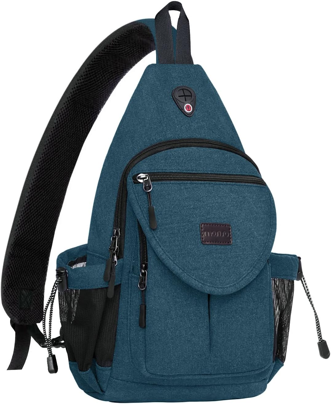 MOSISO Sling Backpack,Canvas Crossbody Hiking Daypack Bag with Anti-theft Pocket, Teal Green