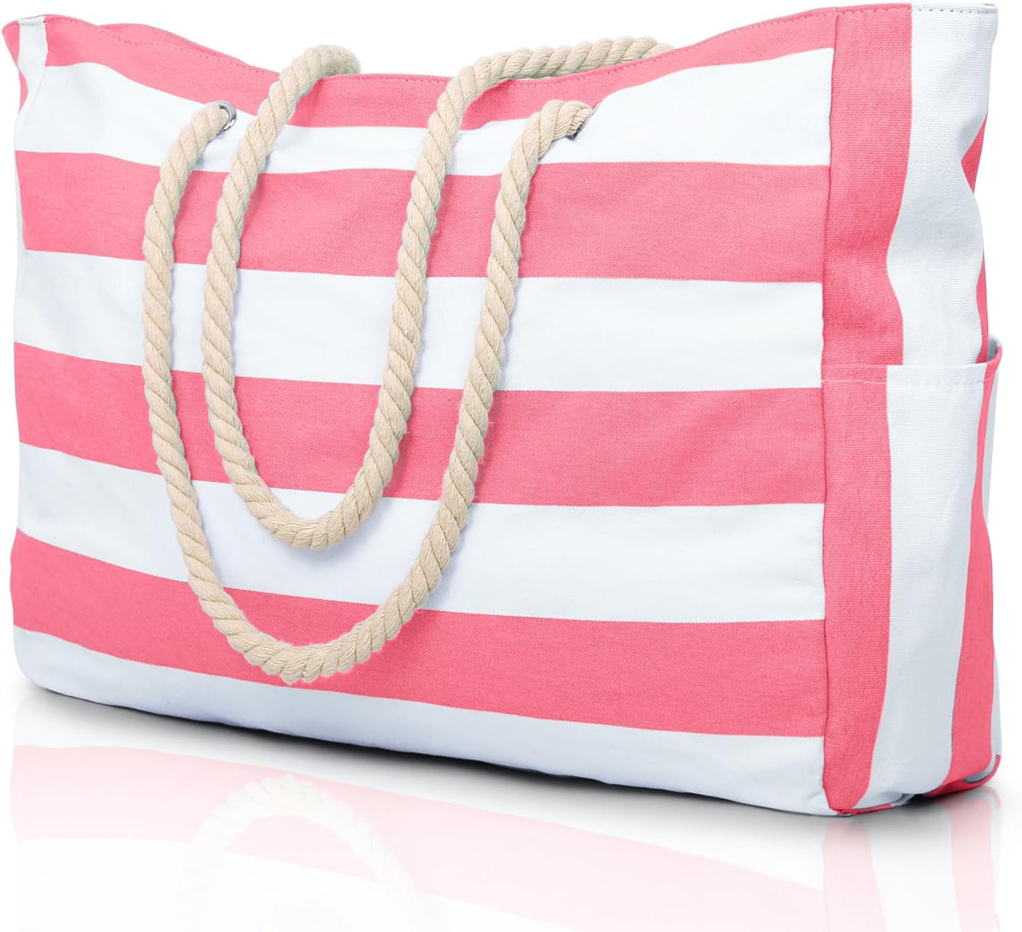 Becokan Beach Bag Large Beach Tote Bag for Women Waterproof Sandproof Swim Pool Bag With Zipper