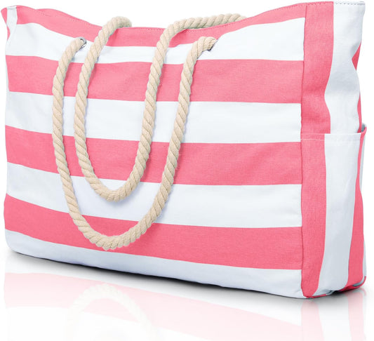 Becokan Beach Bag Large Beach Tote Bag for Women Waterproof Sandproof Swim Pool Bag With Zipper