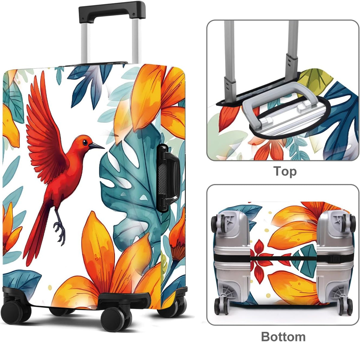 Luggage Cover Washable Suitcase Protector Anti-Scratch,Stretchable Fit for 20-34Inch Luggage Durable Travel Bag Cover with Zipper Closure (Bird, XL(fits 32-34Inch suitcase))