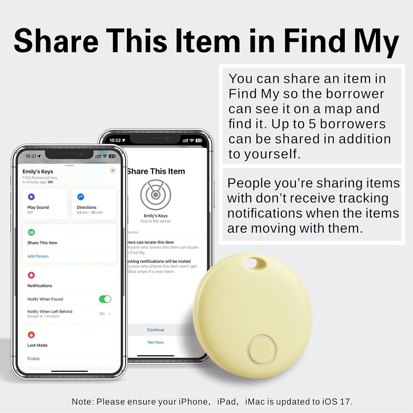 Reyke Smart Tag, Air Tracker Luggage Tracker, Works with Apple Find My (iOS Only), Item Locator for Key, Luggage, Backpack, Wallet, IP67 Waterproof, 2 Pack