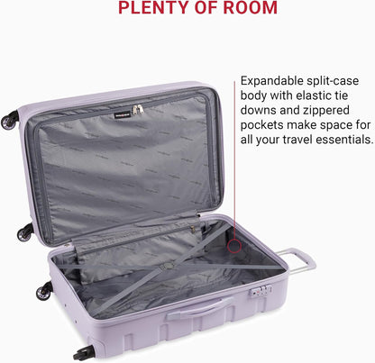 SwissGear 7366 Hardside Expandable Luggage with Spinner Wheels, Evening Haze, Checked-Large 27-Inch