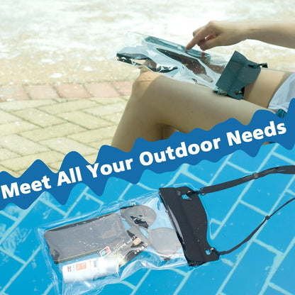 Large Watperproof Pouch 2 Pack [Up to 11.3"], IPX8 Waterproof Cell Phone Case Dry Bag Pouch Compatible with iPhone 14 13 12 Pro Max, Galaxy S23 Ultra S22 or iPad mini, Black+Army Green