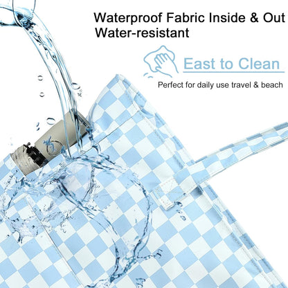 CAMTOP Waterproof Beach Tote Bag for Women Girls with Zipper Foldable Sandproof Pool Swim Bag Travel Carry On Gym