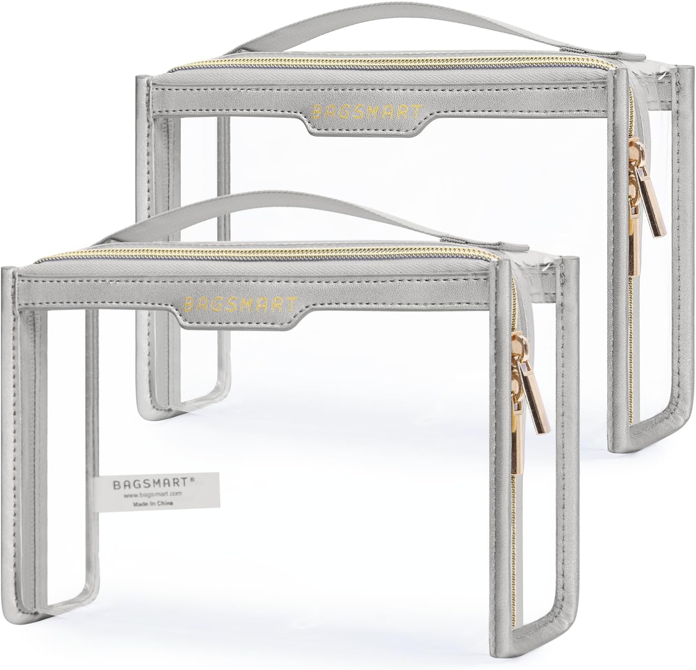 BAGSMART TSA Approved Toiletry Bag, Clear Travel Toiletry Bag, Makeup Cosmetic Pouch Bag for Women Men Carry on Airline Quart Size Organizer for Travel Essentials (Gray, Pack of 2)