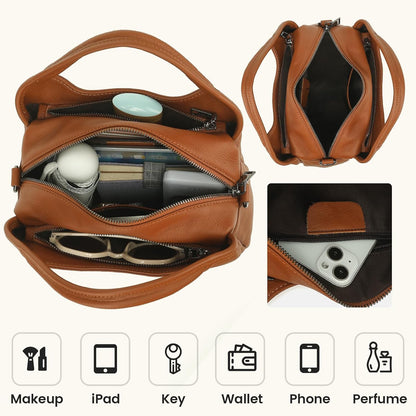 KOGTLA Genuine Leather Purses for Women, Crossbody Shoulder Bags with Top-Handle, Tote Satchel Handbags